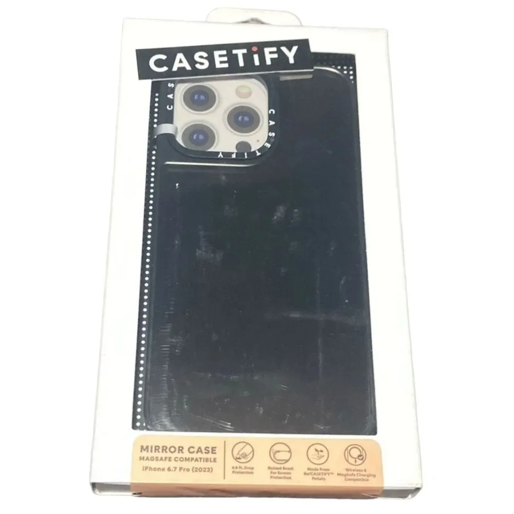 iPhone 15 Pro Max Case MagSafe CASETiFY Mirror Silver Black Bumper 6.7
